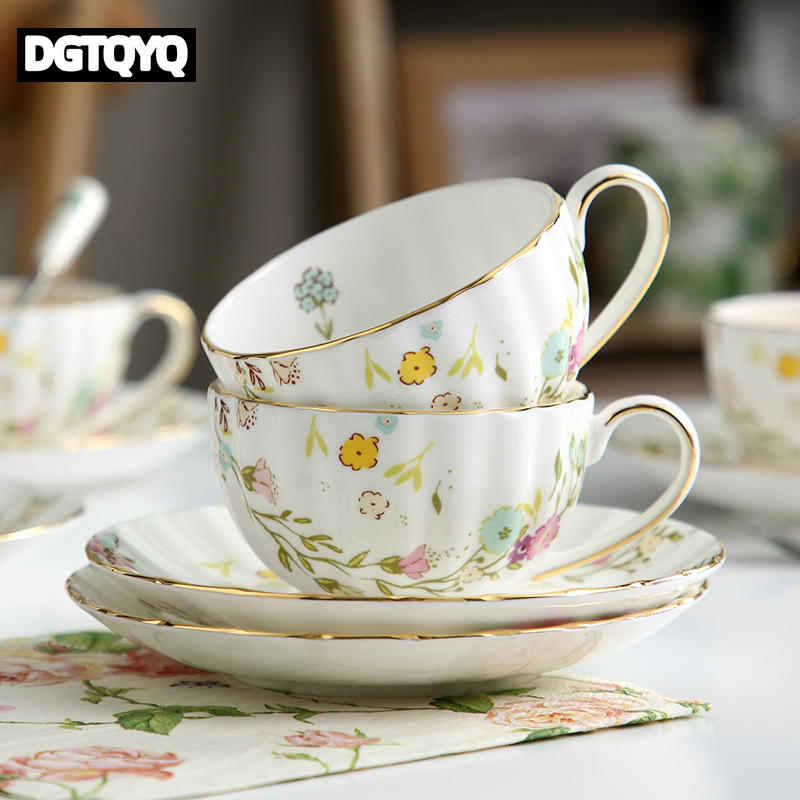Coffee Tea Flask - 2Pcs Vintage Floral Ceramic Coffee Cup