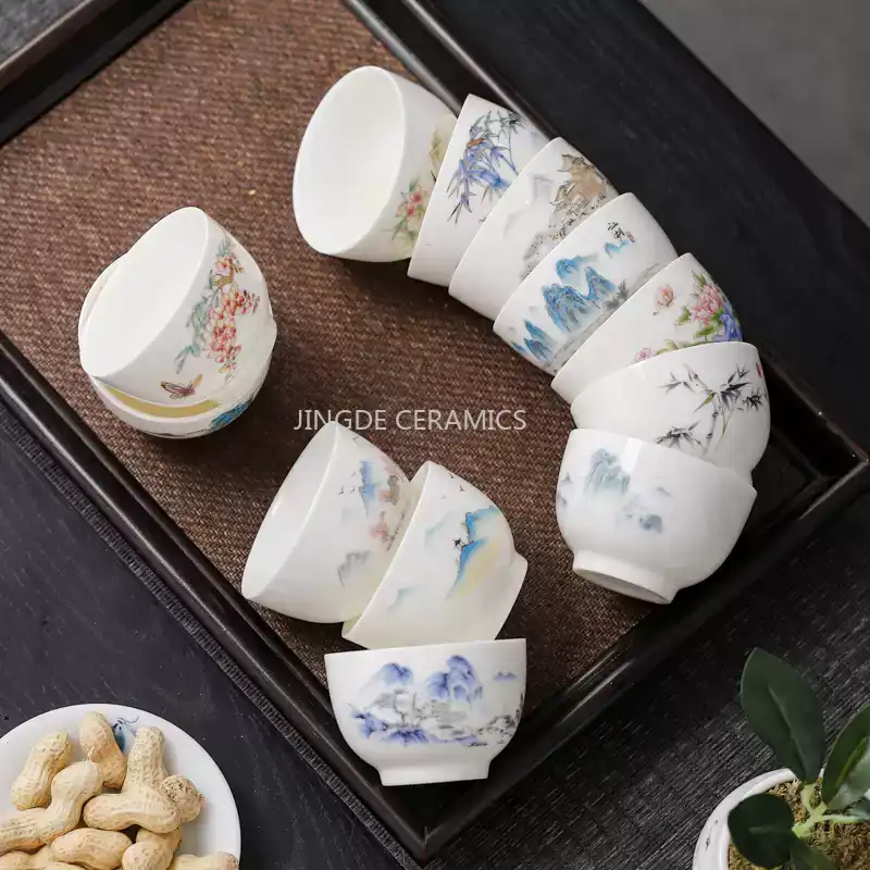 Coffee Tea Set Up - 4PCS Ceramic Mini Tea Cup, Small