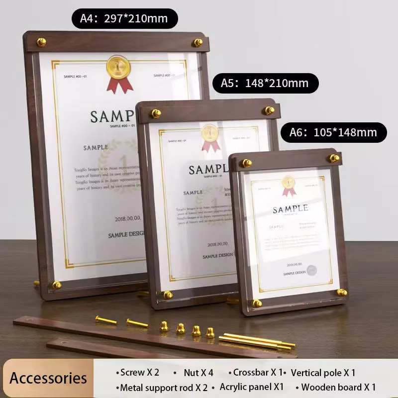 Coffee Tea Menu - Custom A4 A5 Wood‑Grain Acrylic Advertising