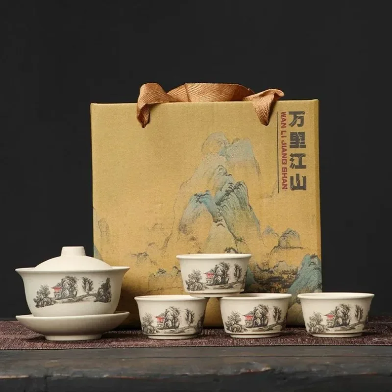 Coffee Tea Set Up - Stoneware Kungfu TeaSet - SancaiLiddedBowl &