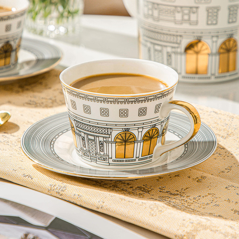 Coffee Tea Flask - Architectural Cup and Saucer Coffee Mug