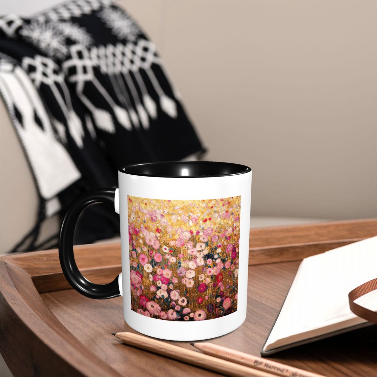 Gustav Klimt Pink Flower Garde - Coffee Tea Garden review and price