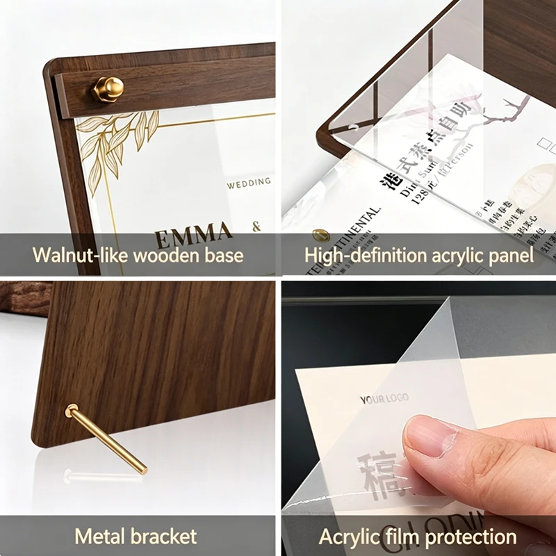 Custom A4 A5 Wood‑Grain Acryli - Coffee Tea Menu review and price