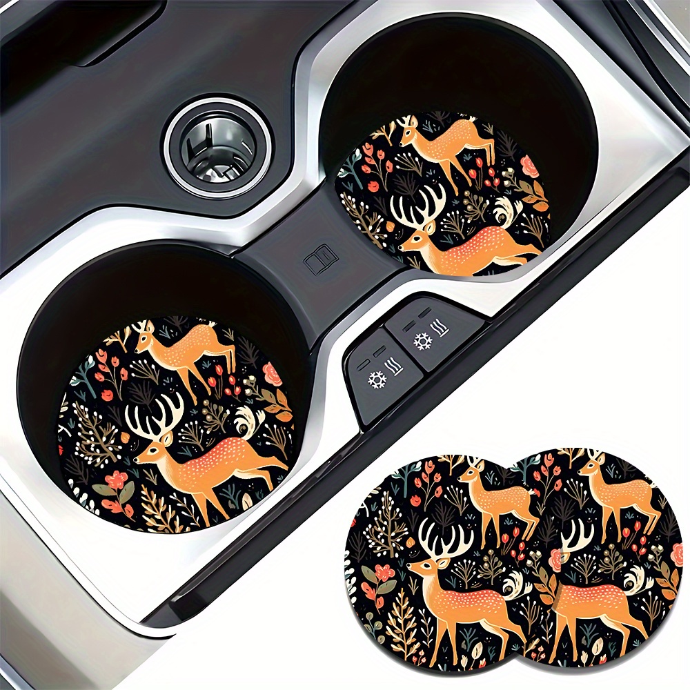 2 Deer Print Car Coasters - Su - Coffee Tea Etc review and price
