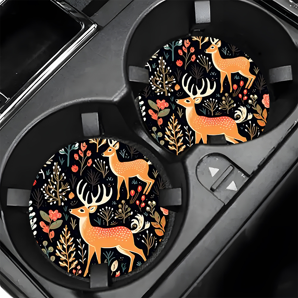2 Deer Print Car Coasters - Su - Coffee Tea Etc review and price